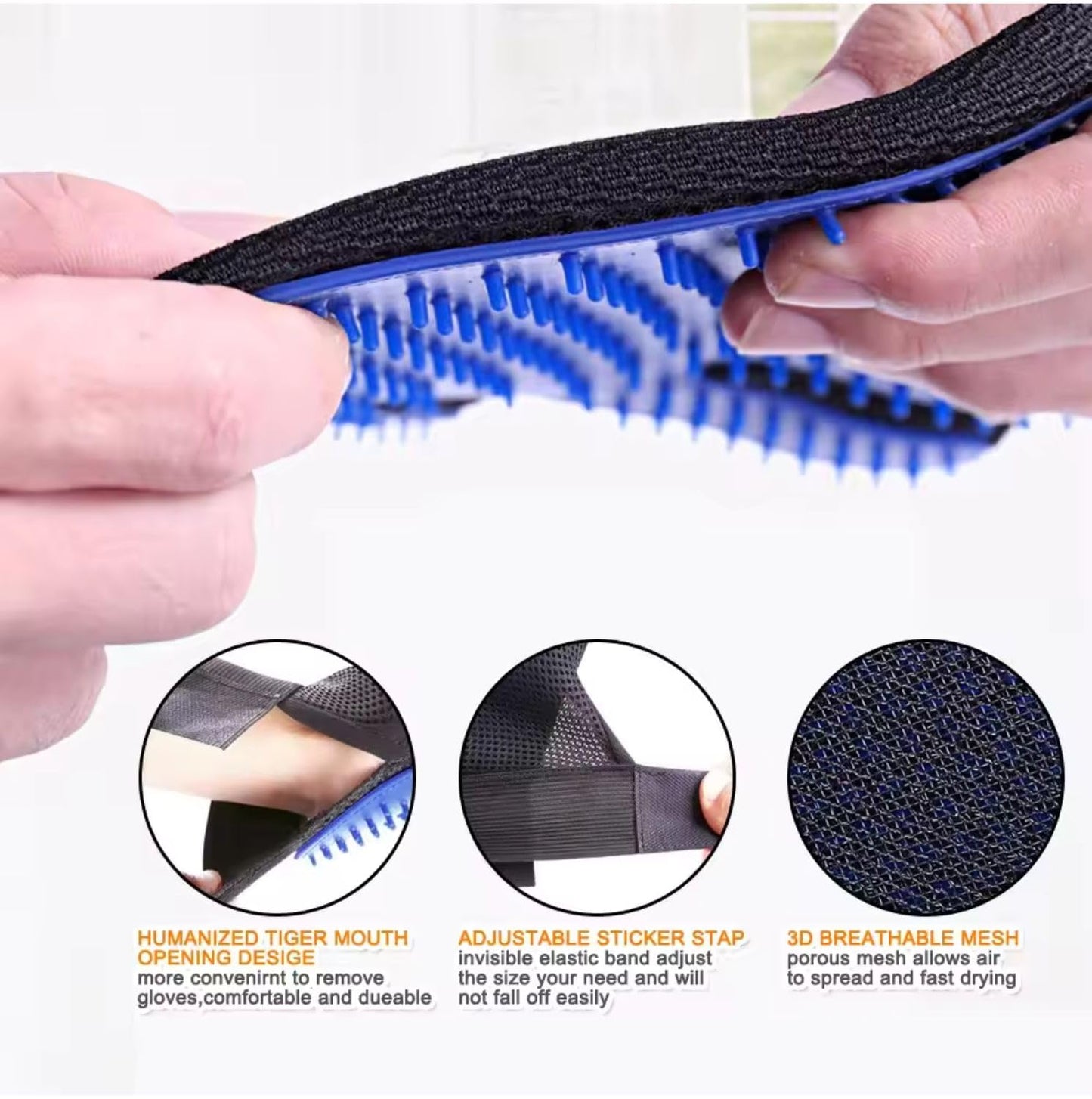 AALPET Pet Grooming Glove-Pet Hair Remover Glove- Perfect pet Cleaning Brush Glove- Perfect Washing Glove Brush of The Dog & pet for Short and Long Fur - 1 Pack (Right-Hand), Blue