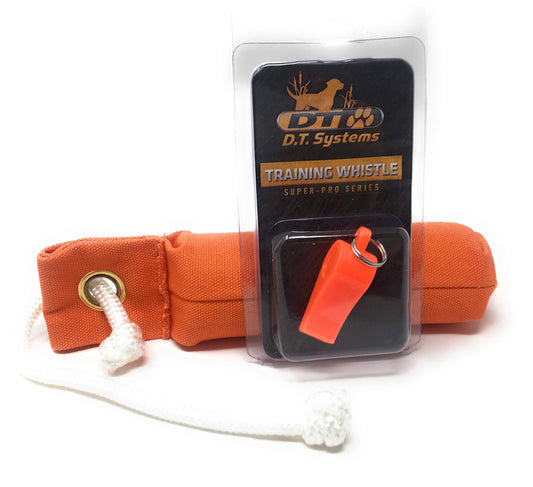 Foxy Pet Co Hunting Dog Bundle - 1 Orange Puppy Dummy and 1 DT Systems Orange Whistle