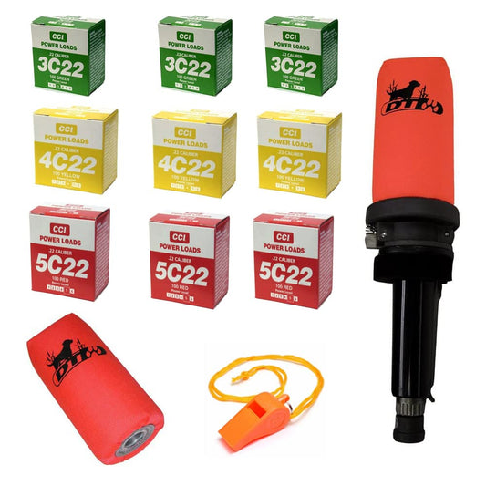 D.T. Systems SuperPro Dummy Launcher with Nylon Dummy Cordura with 9 Boxes of Blank Power Loads and Whistle, 3 Yellow and 3 Green and 3 Red Plus Whistle