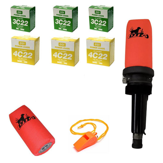 D.T. Systems SuperPro Dummy Launcher with Nylon Dummy Cordura with 6 Boxes of Blank Power Loads and Whistle, 3 Yellow and 3 Green and Whistle