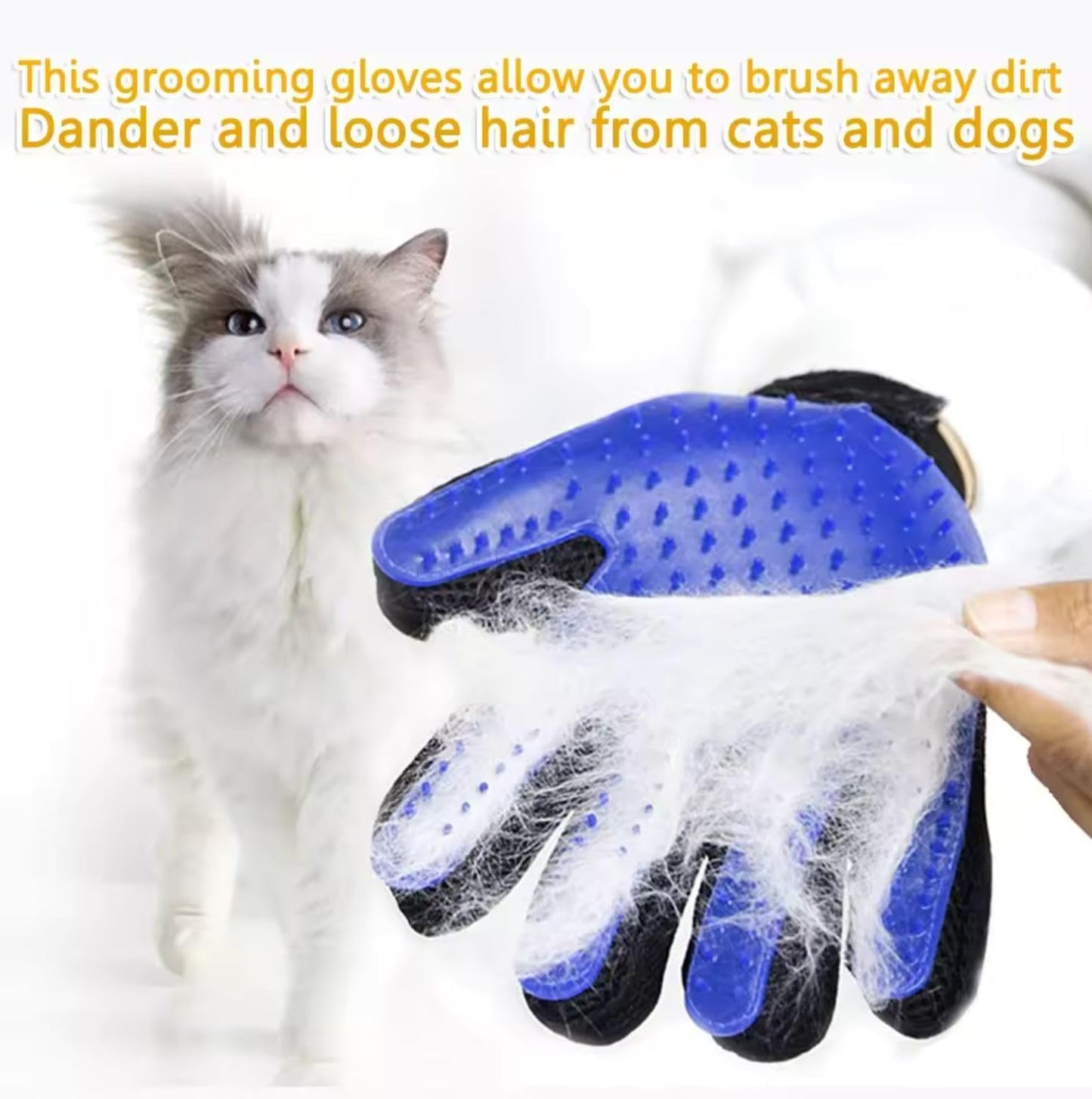 AALPET Pet Grooming Glove-Pet Hair Remover Glove- Perfect pet Cleaning Brush Glove- Perfect Washing Glove Brush of The Dog & pet for Short and Long Fur - 1 Pack (Right-Hand), Blue
