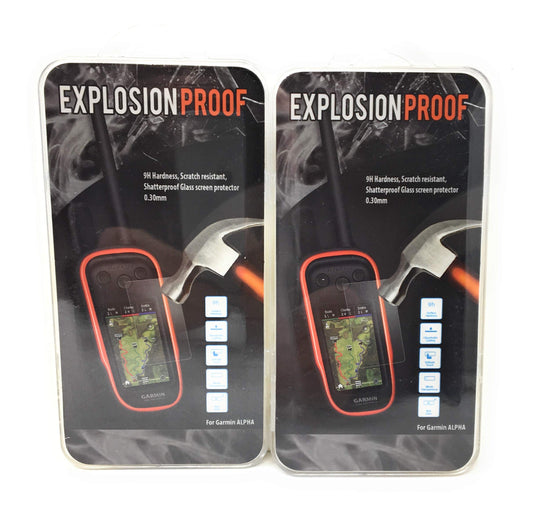 EXPLOSION proof Tempered Glass Protective Shield for Garmin Alpha Set of 2 Screen Protectors