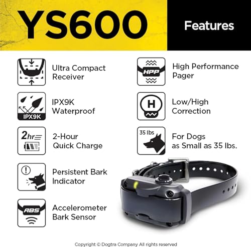 Dogtra YS600 Rechargeable Waterproof High-Output No Bark Collar