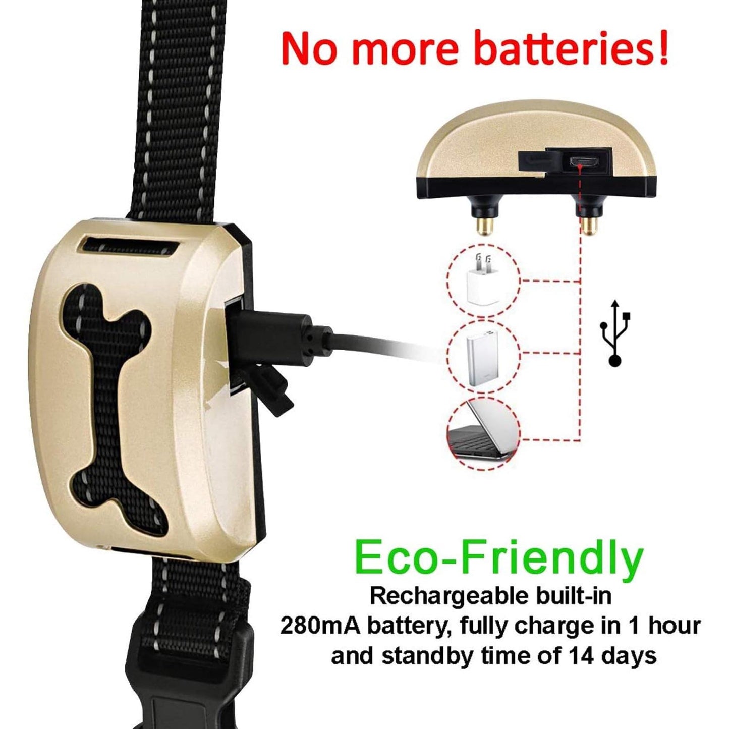 Dog Bark Collar - No Shock Vibration and Sound Stop Barking Collar for Dogs - 7 Level Sensitivities Anti Bark Collar - Humane Dog Barking Control, Ultrasonic Sound