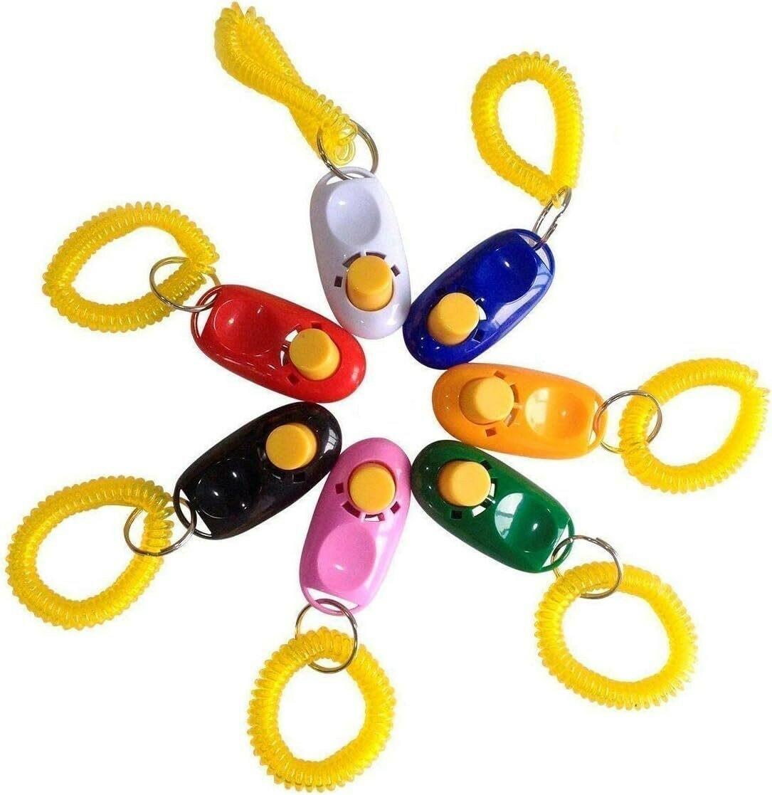 5-Pack SunGrow Dog Training Clickers with Wrist Bands – Multicolor, 2 Inches