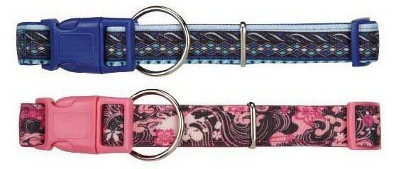 Casual Canine® Neoprene Dog Collar – 5/8" Pink Floral (Adjustable 14–20")