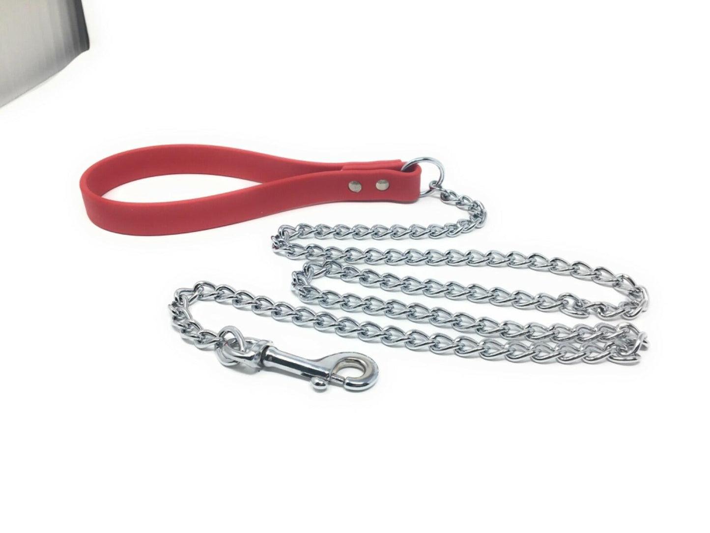 Omni Pet Chain Lead Medium Duty 2.5mm Chain with Biothane Handle 1/2" x 6' Red