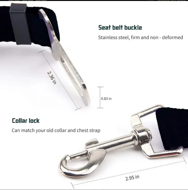 Pet Dog Seat Belt Adjustable Travel Car Safety Harnesses Lead Restraint FOXYPET