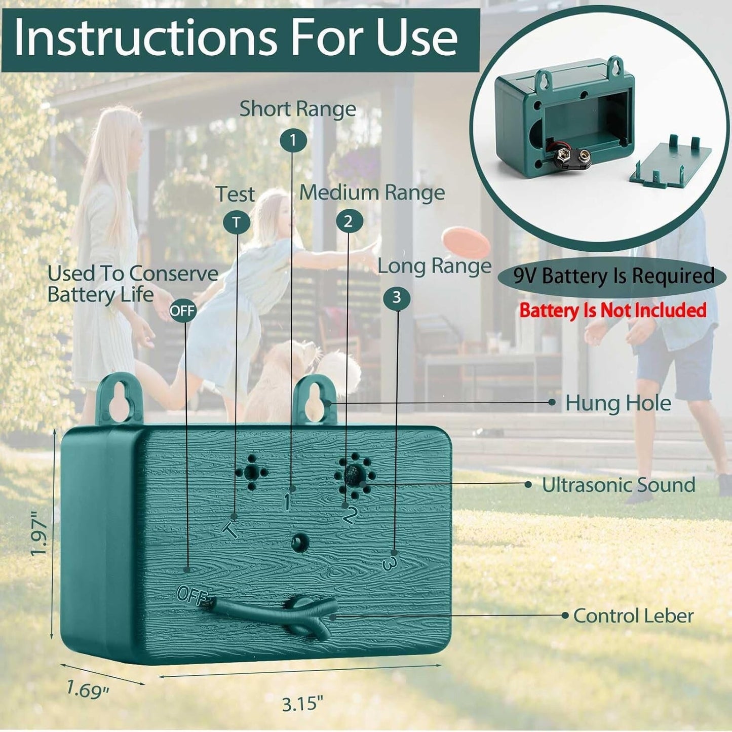 Anti Barking Device 50 FT Ultrasonic Dog Barking Control Device, 4 Modes Black