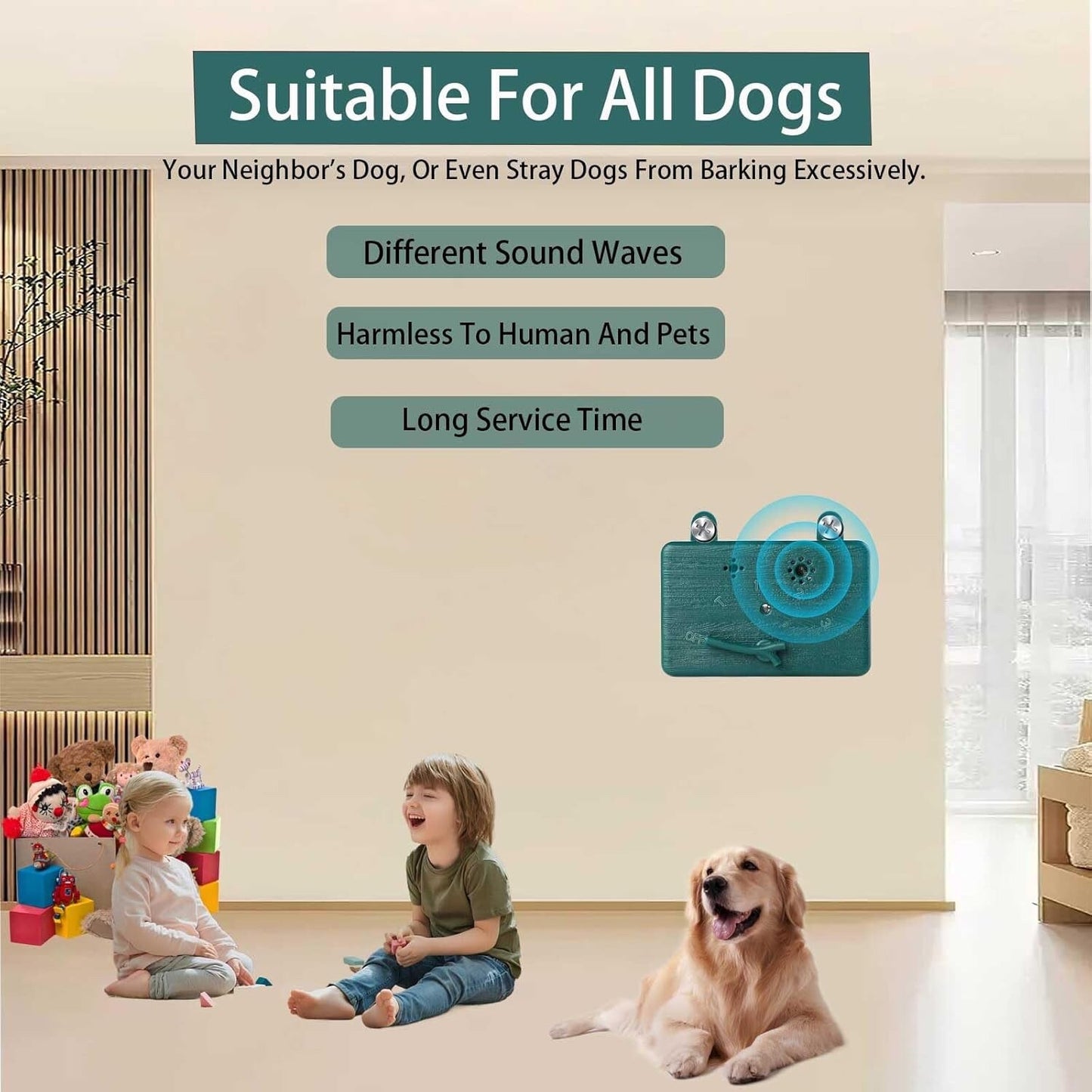 Anti Barking Device 50 FT Ultrasonic Dog Barking Control Device, 4 Modes Black