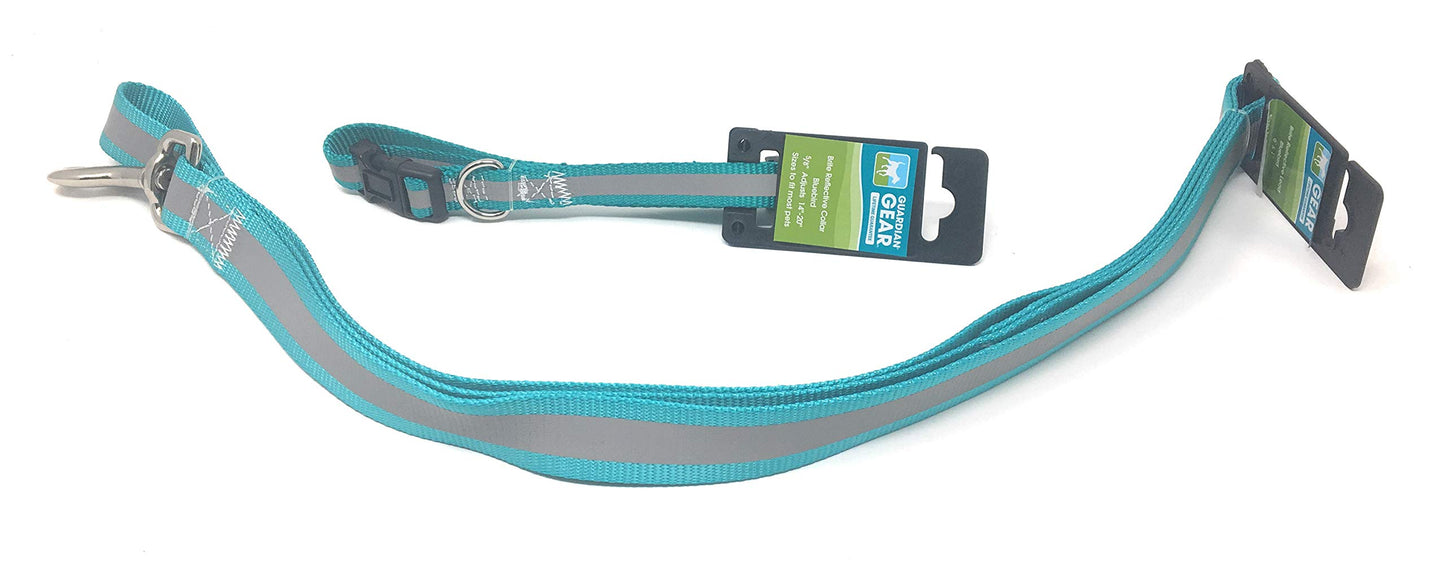 Guardian Gear Reflective Teal 4Ft Leash with Dog Collar and Toys & Treats Bundle