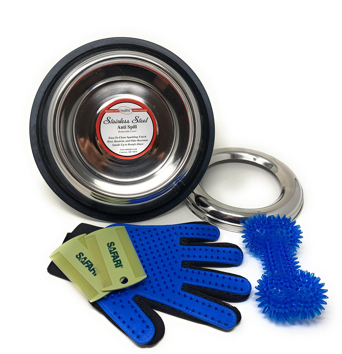 Foxy Pet Co Christmas Dog Gift Set, 15 Pieces: Toys, Bowl, Grooming Gloves, Treats