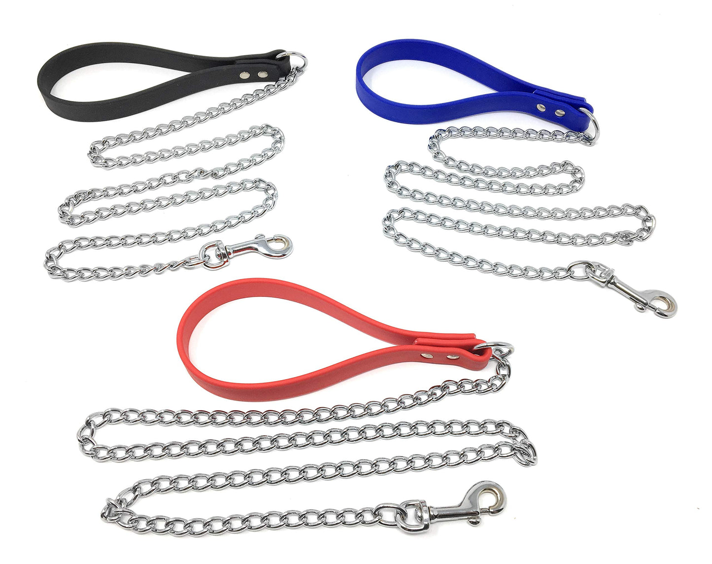 Foxy Pet Co OmniPet 3/4" x 4 ' Zeta Chain Lead/2.5mm Link with 3/4 Biothane Handle Strap- Black