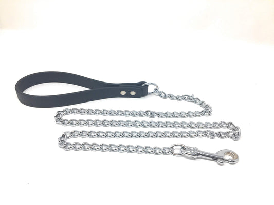 OmniPet 3/4" x 4' Zeta Chain Lead/2.5mm Link with 3/4" Biothane Handle Strap- Choose 3 Colors