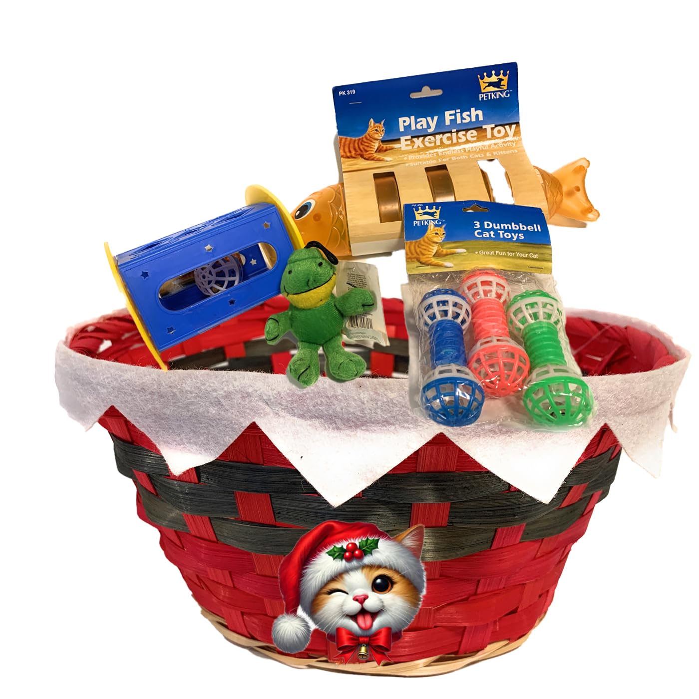 Foxy Pet Co Cat Play Toy Set, 3 Cat Dumbbells, Catnip Toy, Play Fish, Roll Around Toy