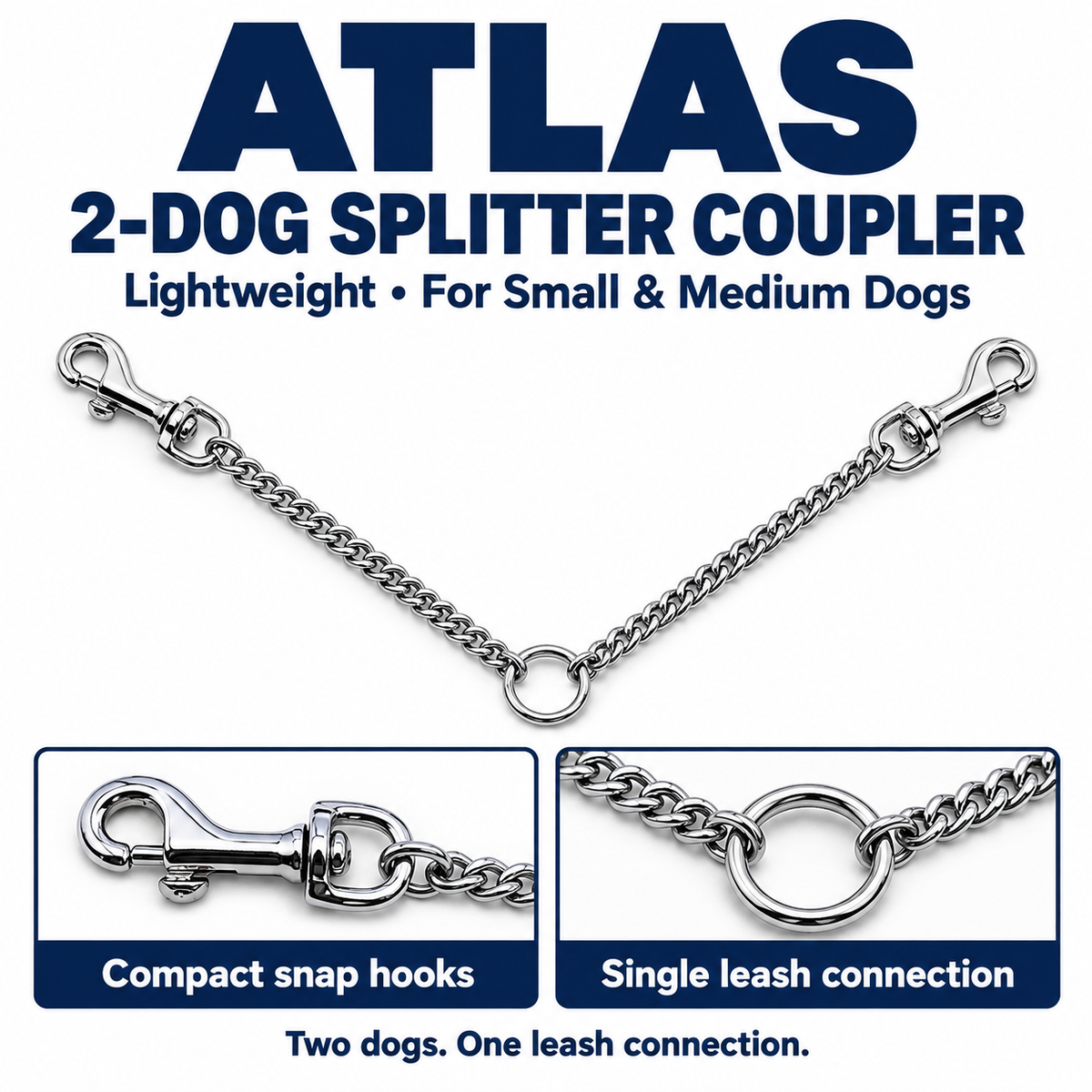 ATLAS 2 Dog Lightweight Splitter Coupler for Small & Medium Dogs