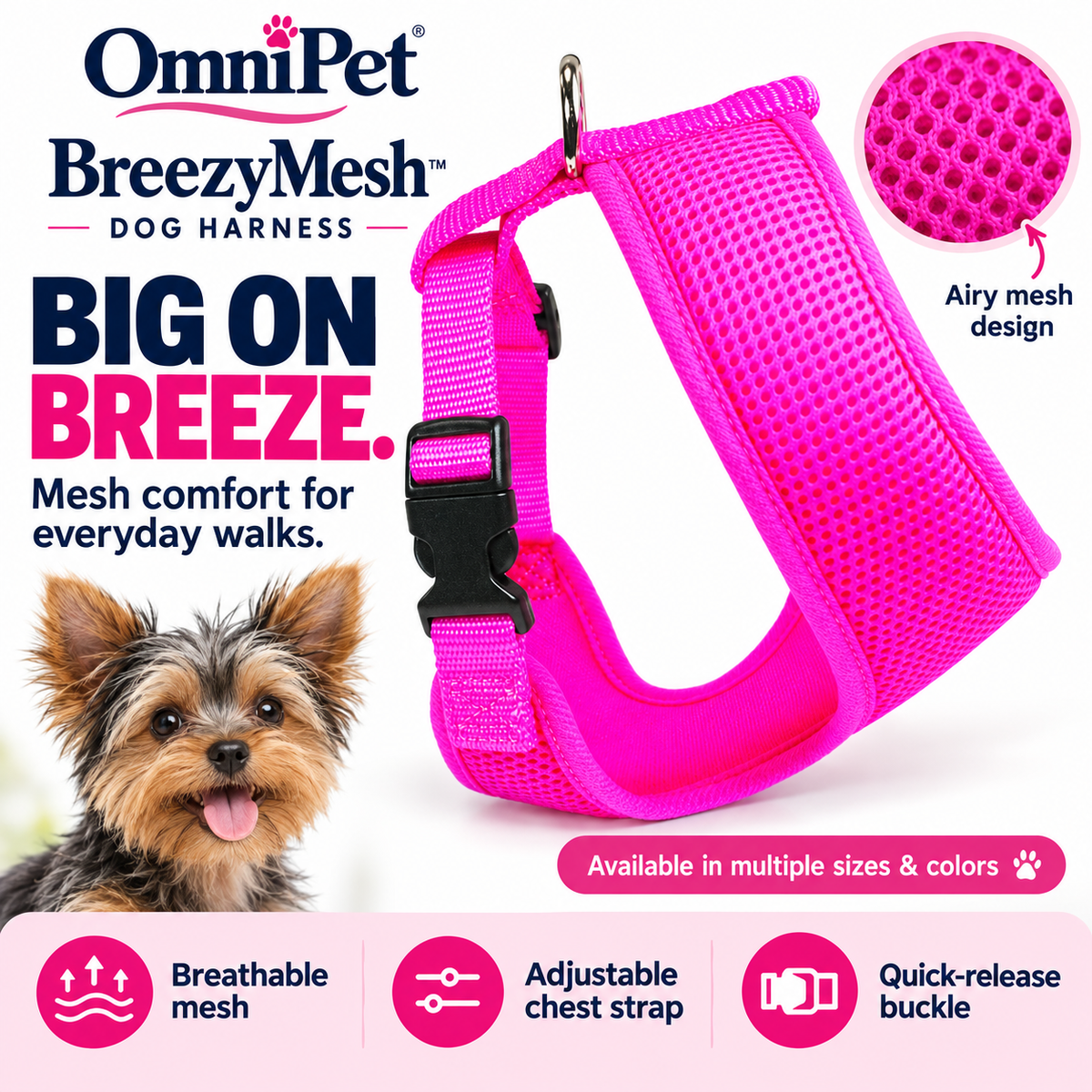BreezyMesh Dog Harness X-Small - Pink