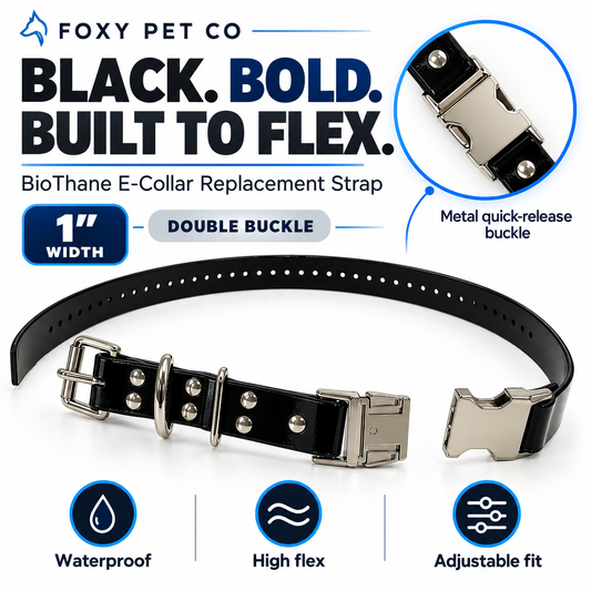 Foxy Pet Co 1" E-Collar Replacement Strap – Double Buckle, Waterproof