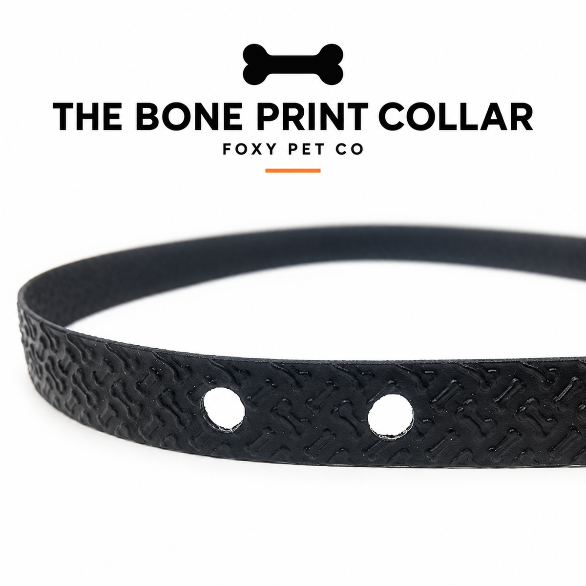 The Boneprint collar- Biothane Strap Waterproof 3/4" Solid - Biothane Embossed Dog Straps Waterproof Strap for Dog Receivers by Foxy Pet Co