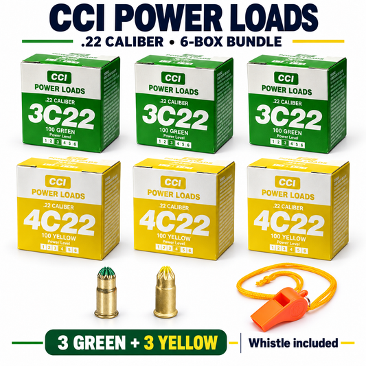DT Systems .22 Caliber Power Loads 3C22 and 4C22 Blank Power Loads-6 Boxes Bundle- and Whistle