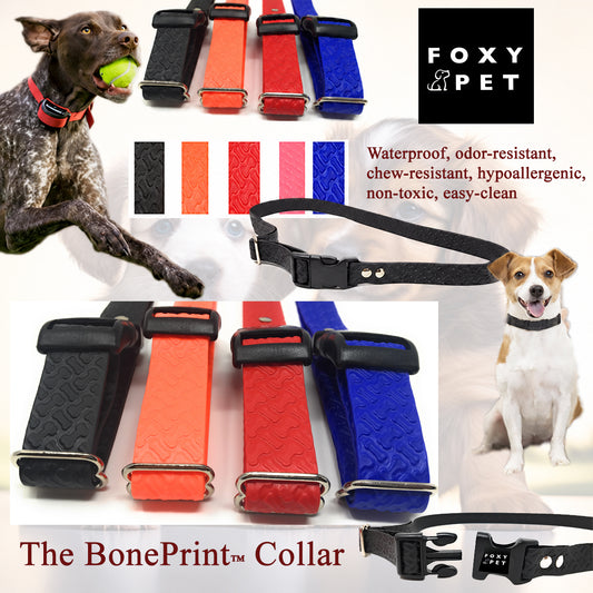 The Boneprint collar- Biothane Strap Waterproof 3/4" Solid - Biothane Embossed Dog Straps Waterproof Strap for Dog Receivers by Foxy Pet Co