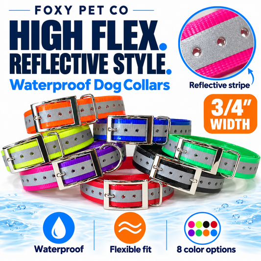 Foxy Pet Co High Flex Reflective Waterproof Dog Collar – 3/4"