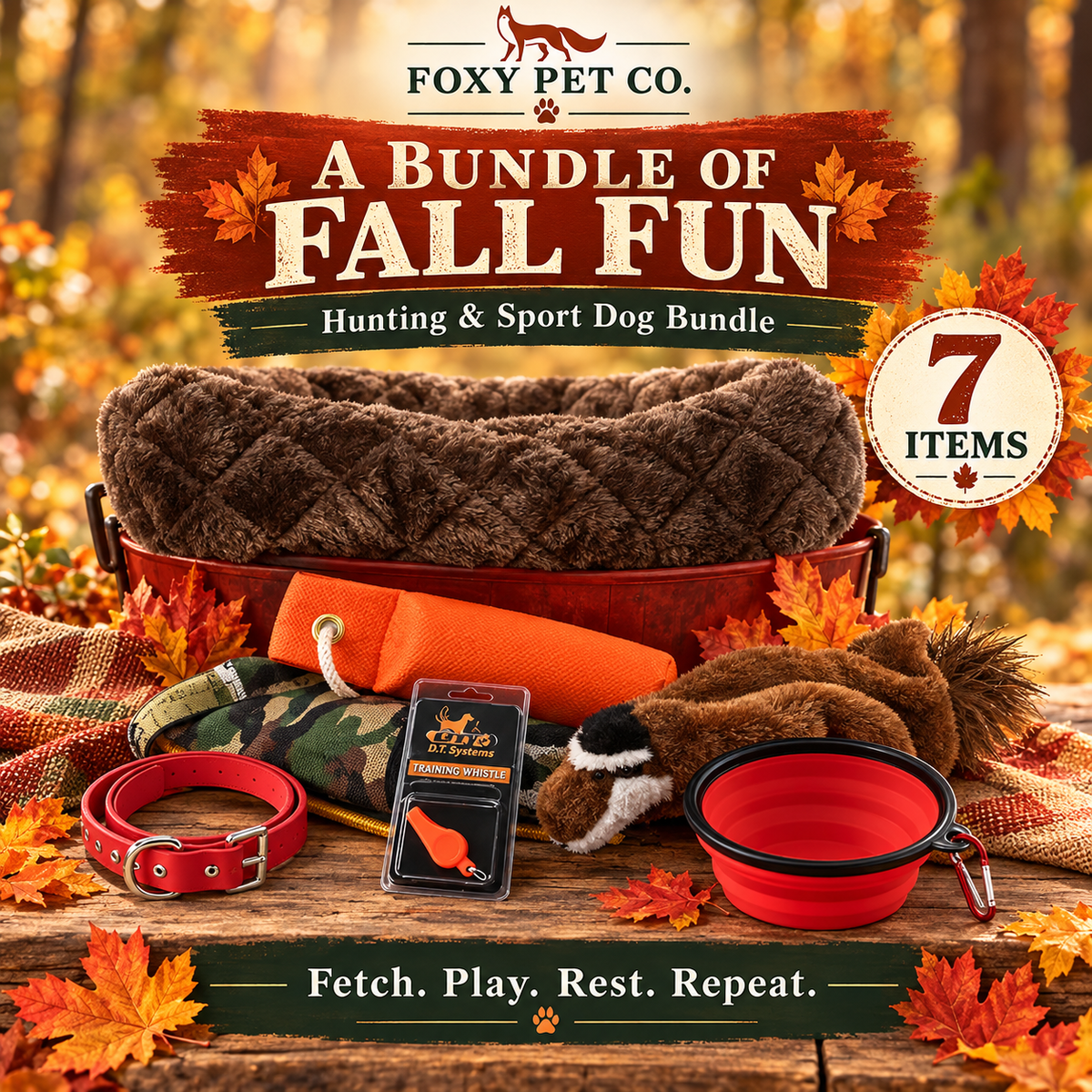 Foxy Pet Co Hunting Sport Dog Bundle of Fall Fun- 7 Items