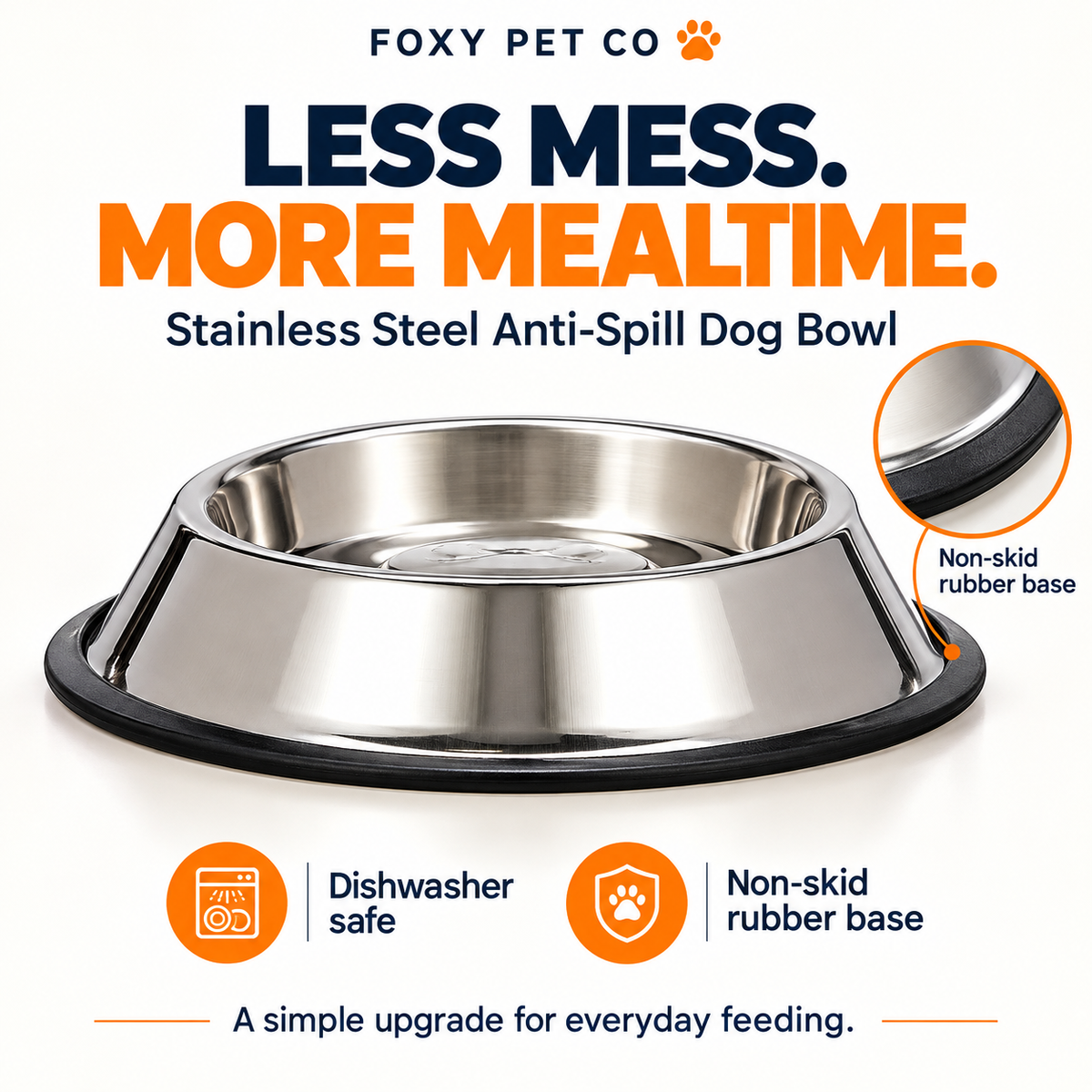 OmniPet Stainless Steel Anti-Spill Dog Bowl (Removable Cover)