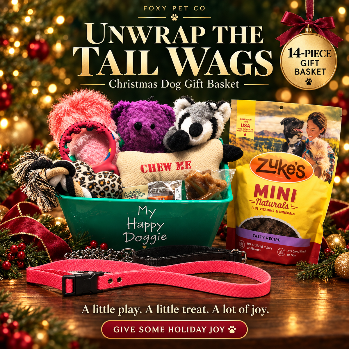 Foxy Pet Co Oodles of Toys & Treats for Fido Holiday Basket
