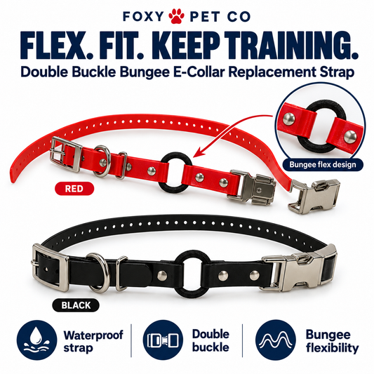 Foxy Pet Co ¾" Replacement Strap Double Buckle, High Flex, Waterproof Bungee