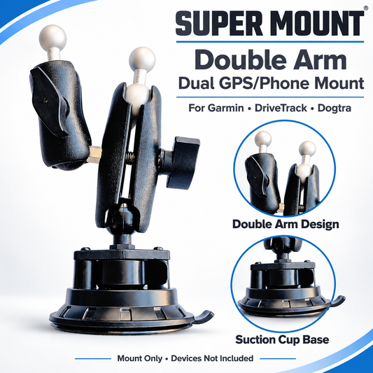 Super Mount Double Arm – Dual GPS/Phone Mount for Garmin, DriveTrack, Dogtra