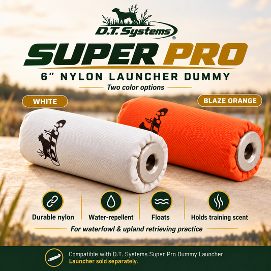 DT Systems Super Pro 6" Durable Nylon Water-Repellent Floating Scent-Holding Waterfowl & Upland Hunting Dog Training Launcher Dummy, Compatible w/DT Systems Super Pro Dummy Launcher