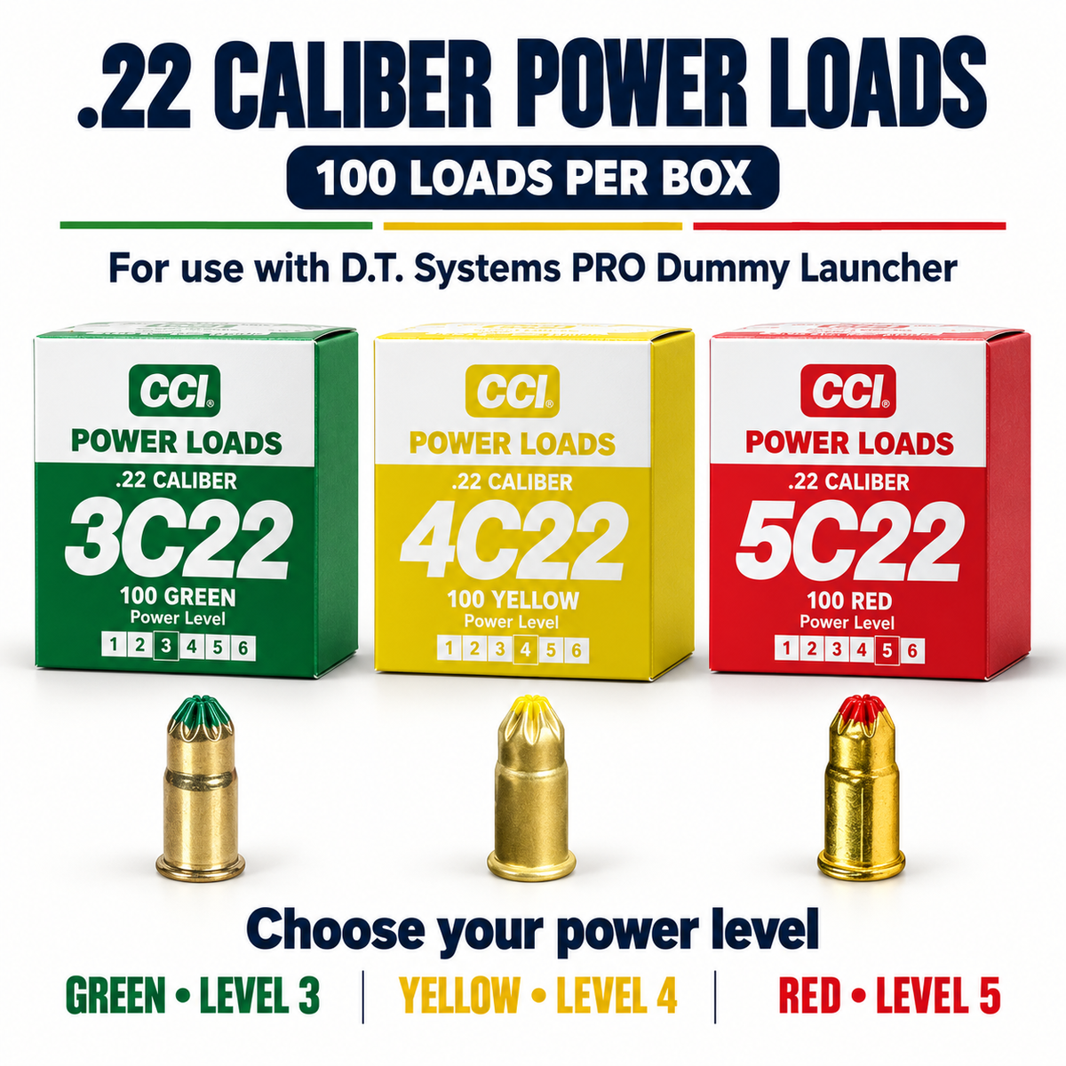 DT Systems 100 Power Loads  .22 Caliber  for use with PRO Dummy Launcher