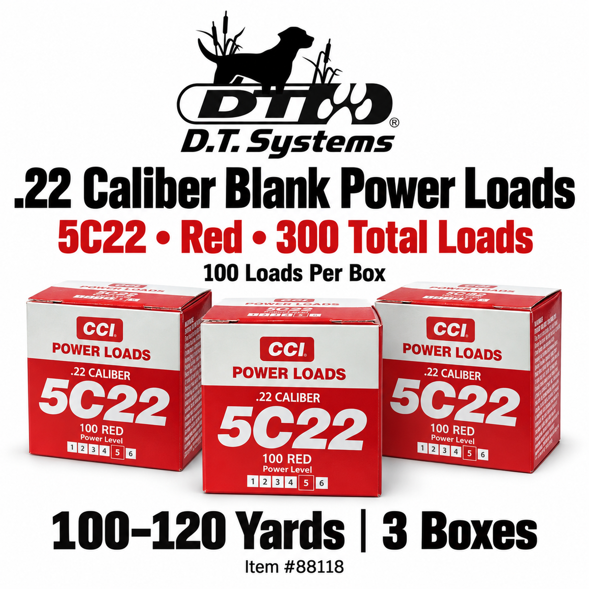 DT Systems Red powerloads 100 Power Loads High Power- 3 Boxes
