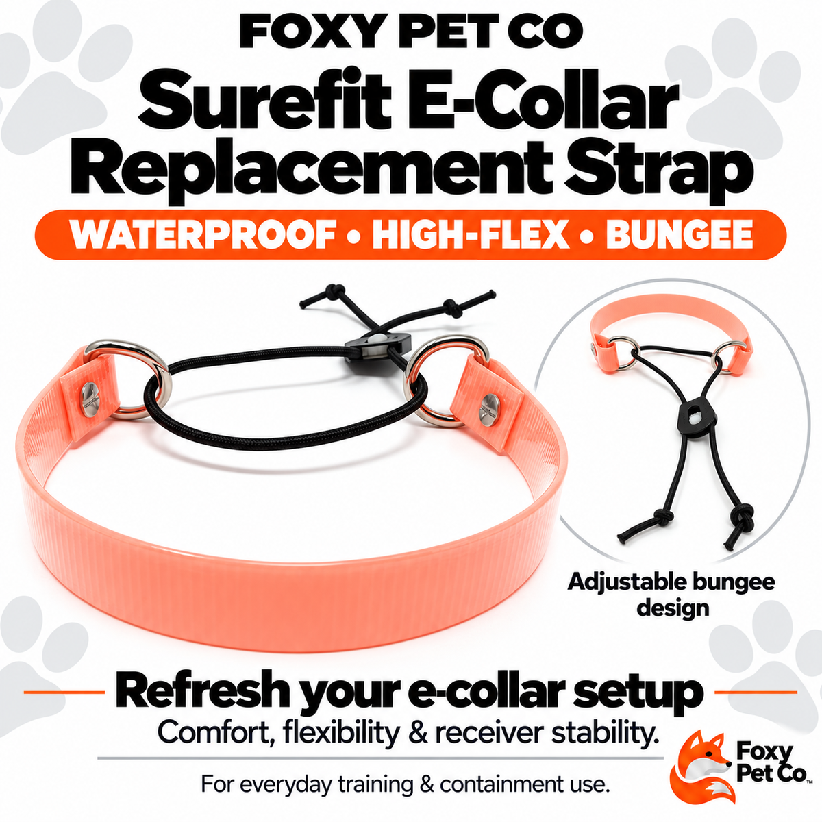 Foxy Pet Co 3/4" Surefit Waterproof E-Collar Replacement Strap