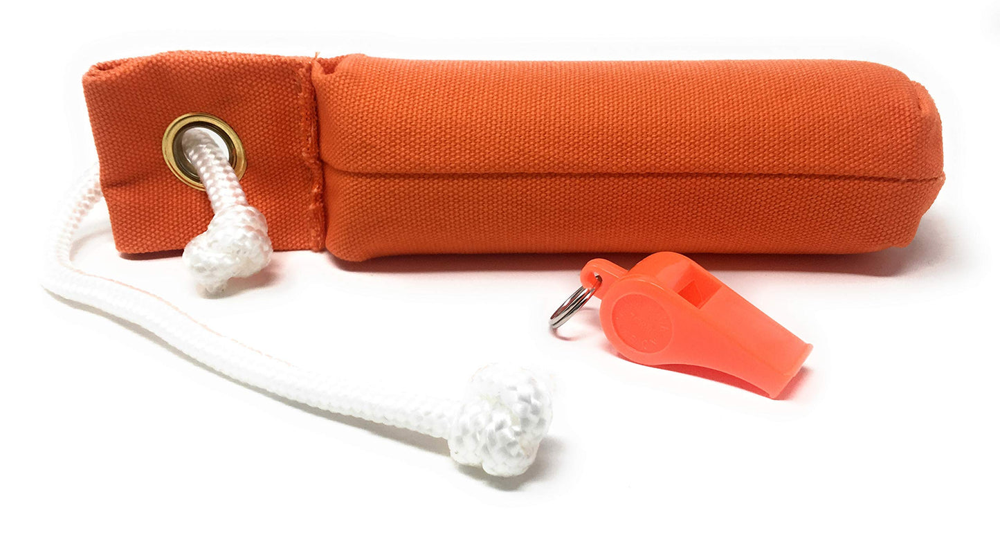 Foxy Pet Co Hunting Dog Bundle - 1 Orange Puppy Dummy and 1 DT Systems Orange Whistle