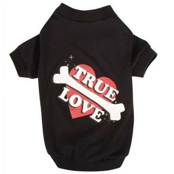 Casual Canine Polyester/Cotton True Love Dog Tee, X-Small, Black