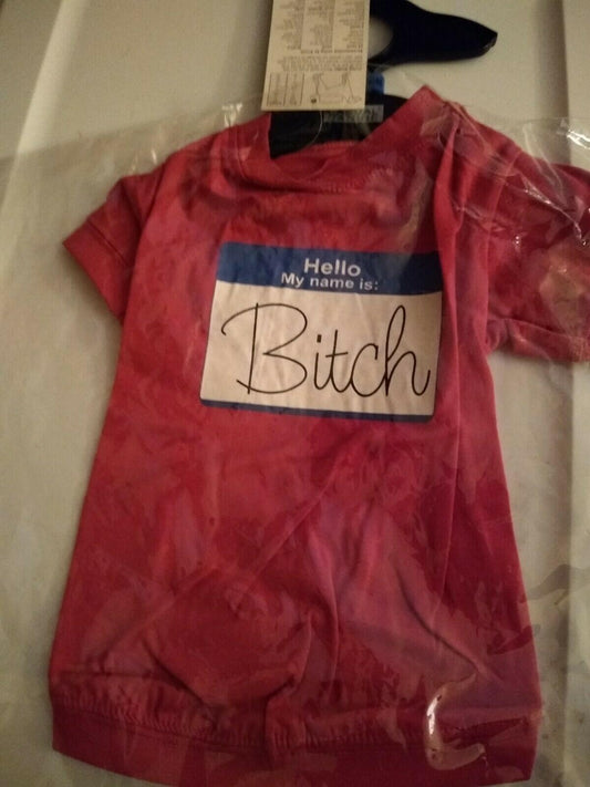 Casual Canine Hello My Name Is Bitch Tee for Pets  XL Raspberry New With Tags