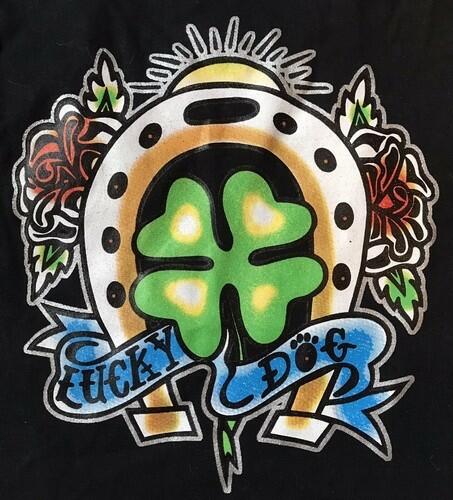 "Lucky Dog" Tattoo Dog Tee sizes S Clover - Horse Shoe -St. Patrick
