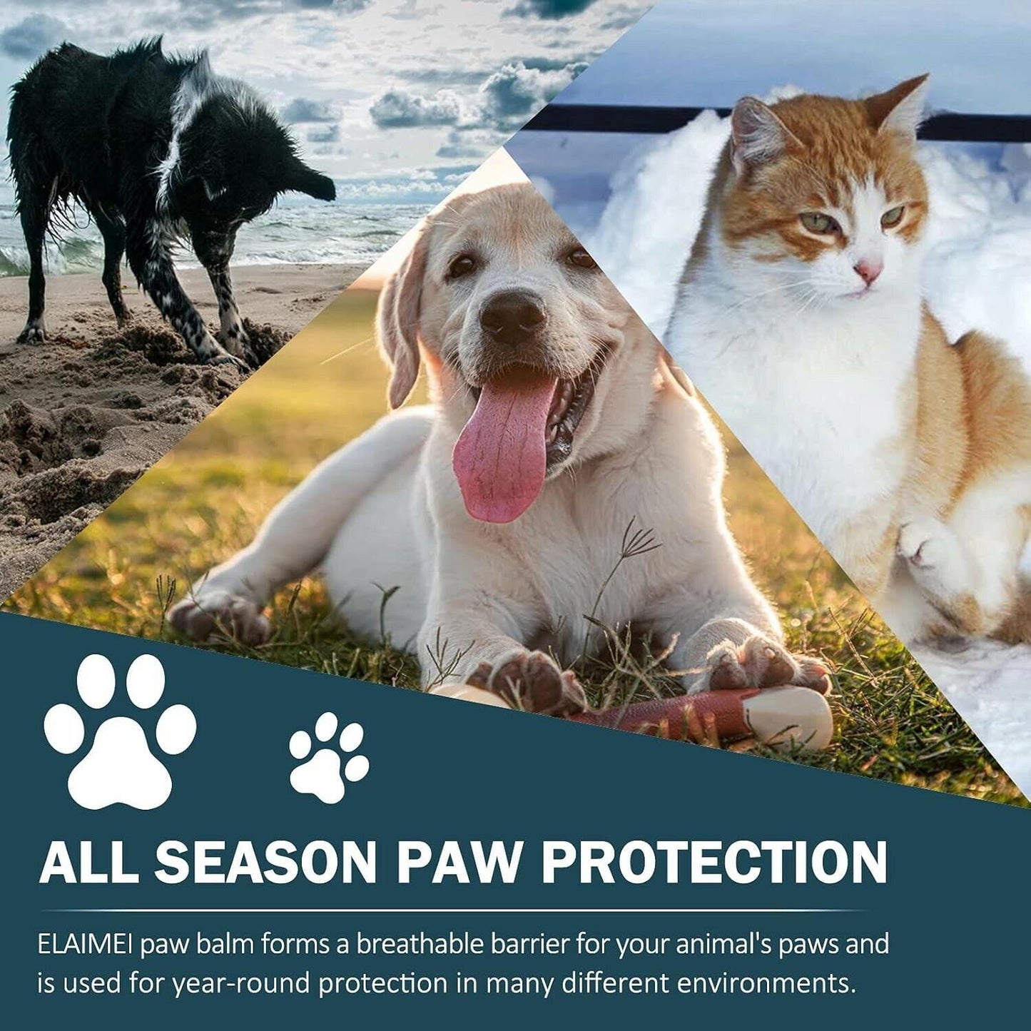 Natural Paw Balm - Paw Pad Protection, Repair for Dogs & Cats Vet Approved 2 oz