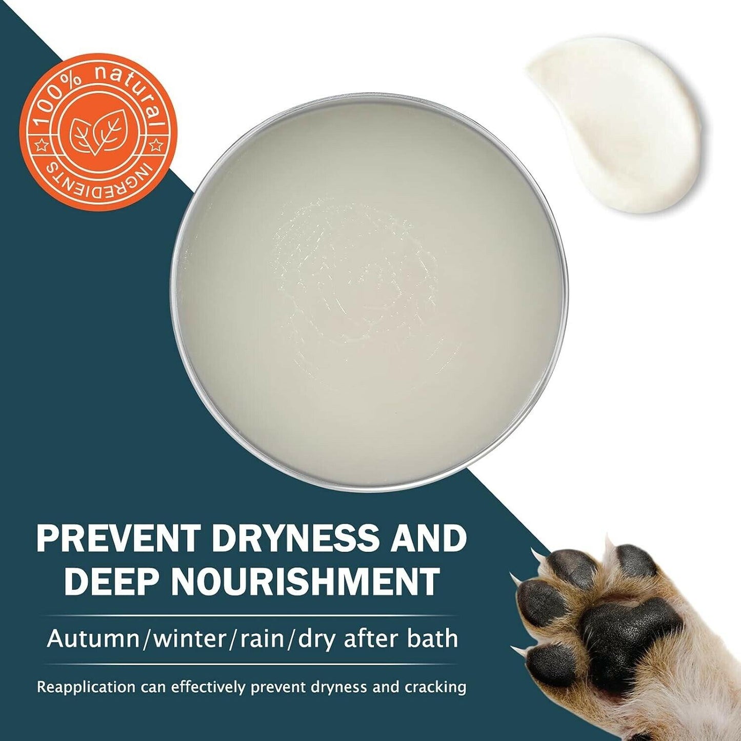 Natural Paw Balm - Paw Pad Protection, Repair for Dogs & Cats Vet Approved 2 oz