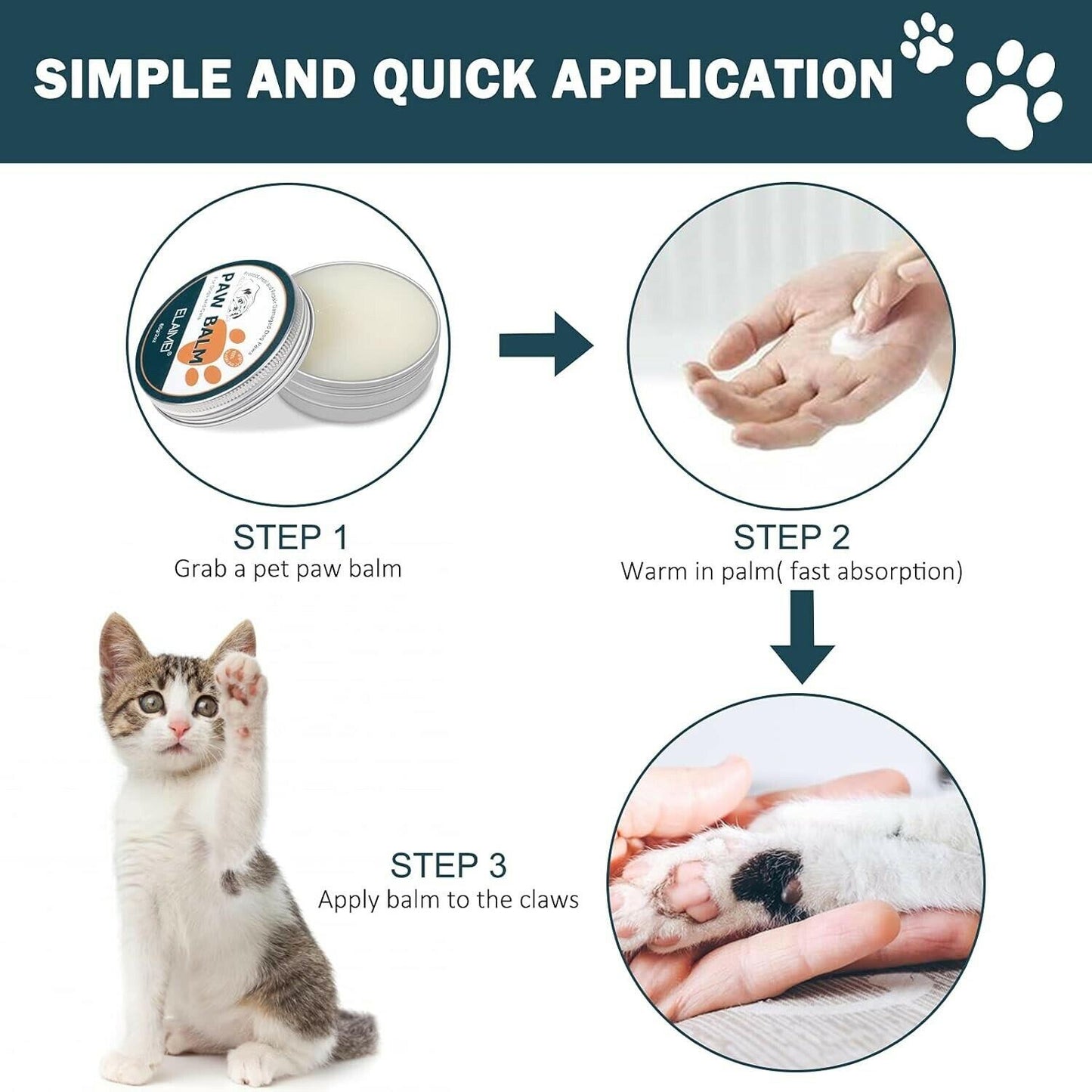 Natural Paw Balm - Paw Pad Protection, Repair for Dogs & Cats Vet Approved 2 oz