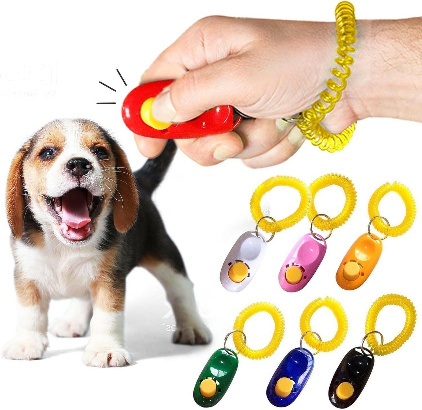 5-Pack SunGrow Dog Training Clickers with Wrist Bands – Multicolor, 2 Inches