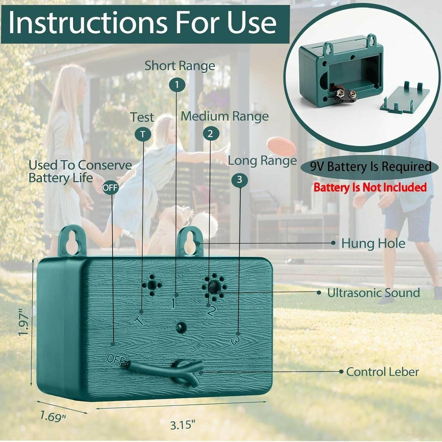 Anti Barking Device 50 FT Ultrasonic Dog Barking Control Device, 4  Modes Black