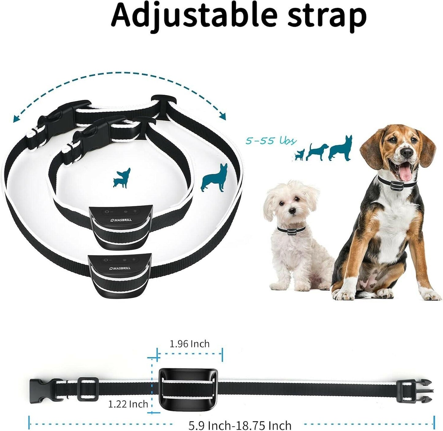 MASBRILL Small Dog Bark Collar - Humane Stop Barking Collar with Vibration Beep