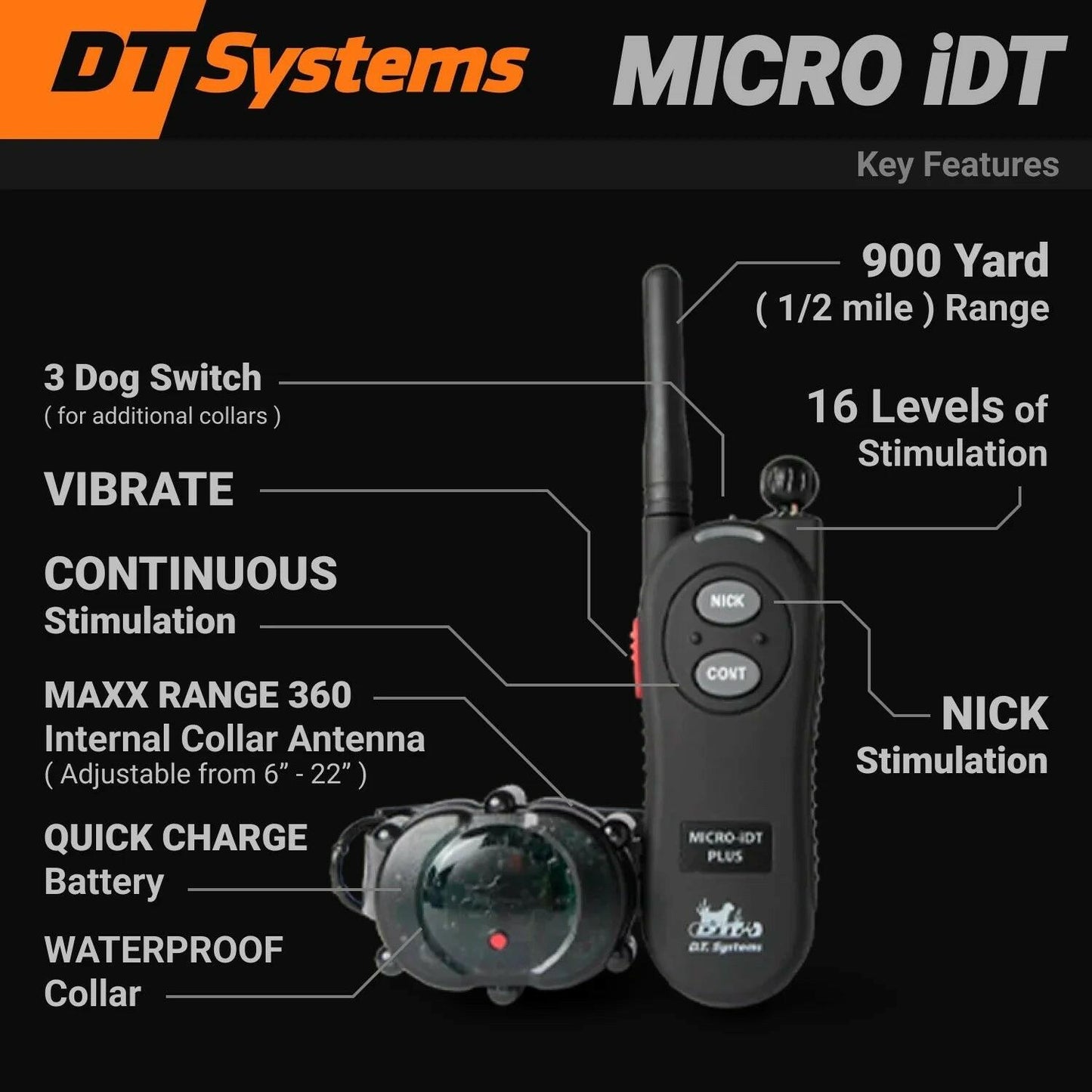 DT Systems Micro-iDT PLUS Expandable Dog Remote Trainer