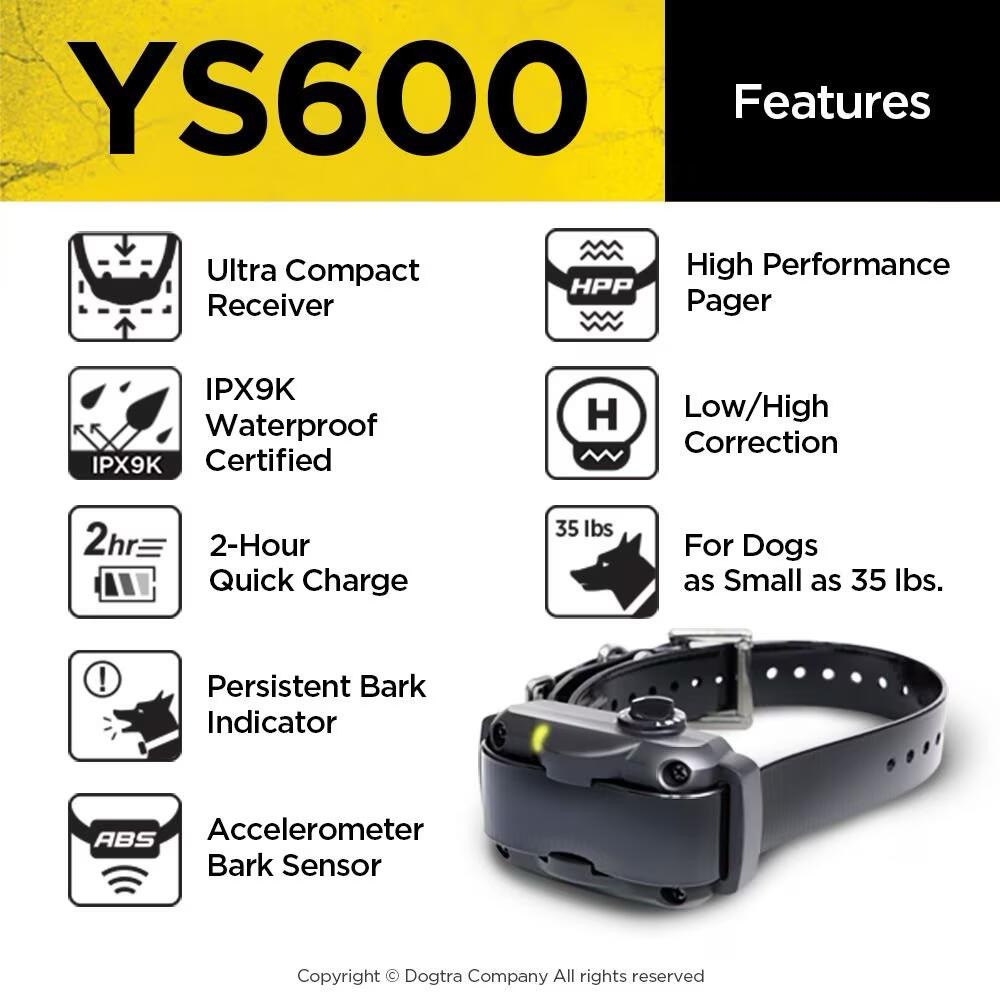 Dogtra YS600 Rechargeable Adjustable No Bark Collar