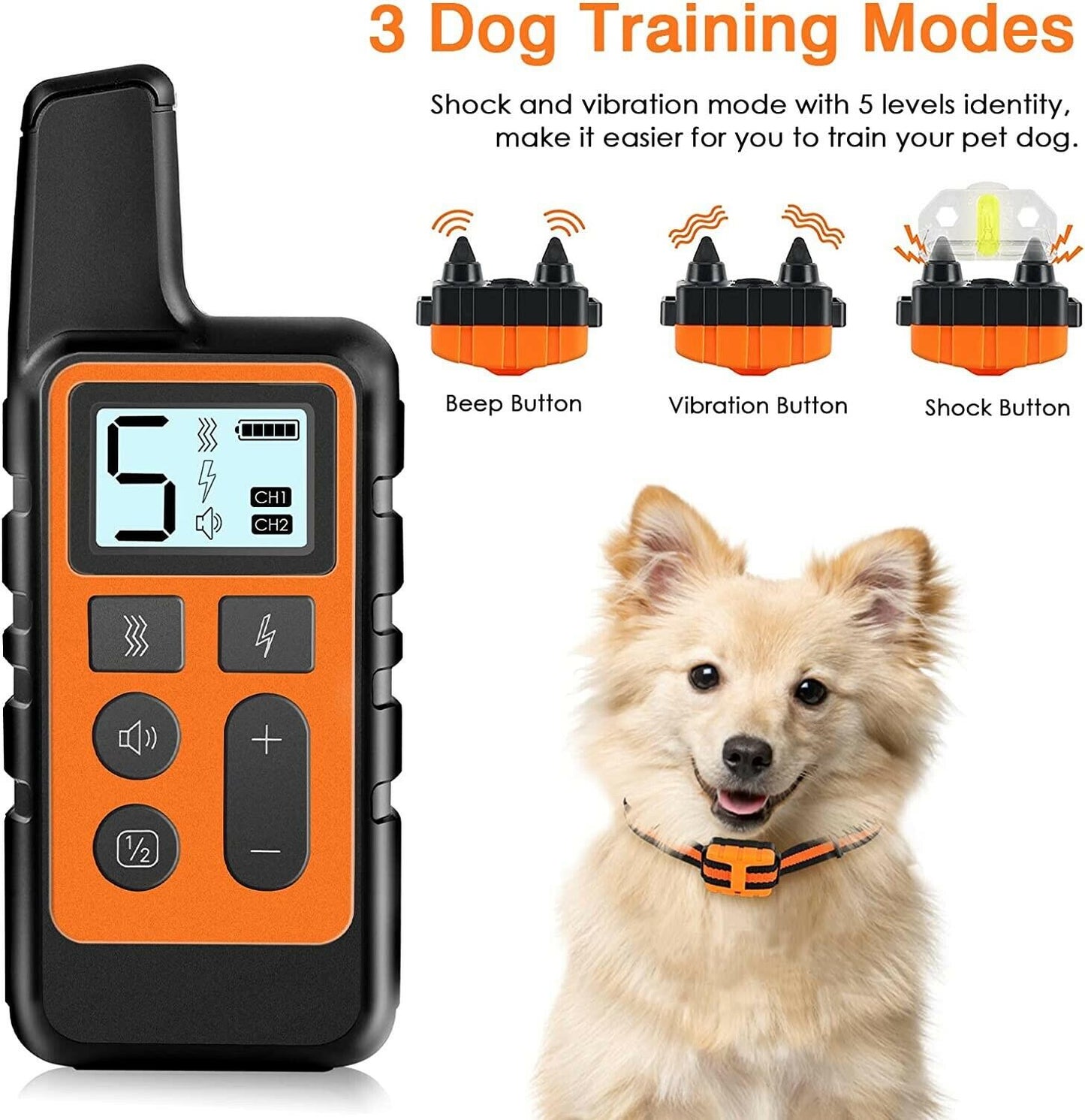 Foxy Pet Dog Training 1640 FT Remote Control Dog Training ECollar-BLACK IPX7