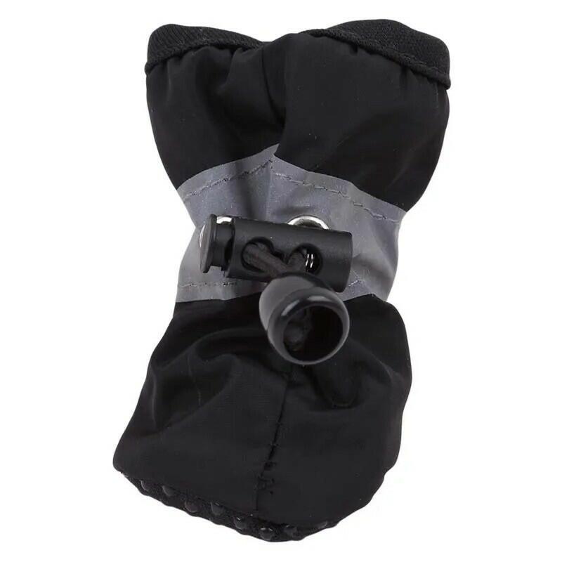 4pcs Dog Rain Boots – Small, Black, Anti-Slip & Reflective