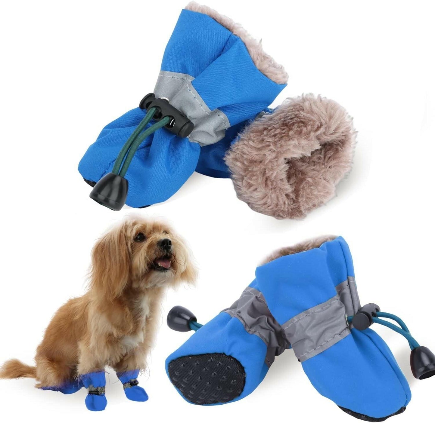Dog Snow Boots – Winter Shoes for Small & Medium Dogs, Pack of 4